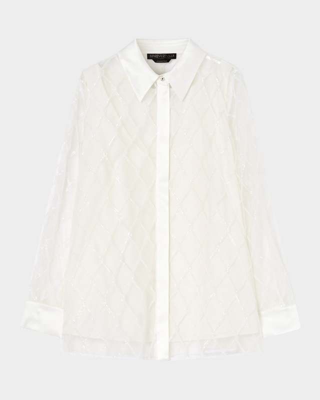 Plus Size Bacca Embroidered Organza Shirt